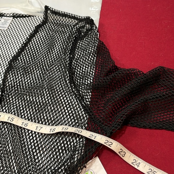 NEW BLACK fishnet CARDIGAN 2xl 3XL mesh jacket mid length MESH tie waist, sheer - Picture 3 of 13